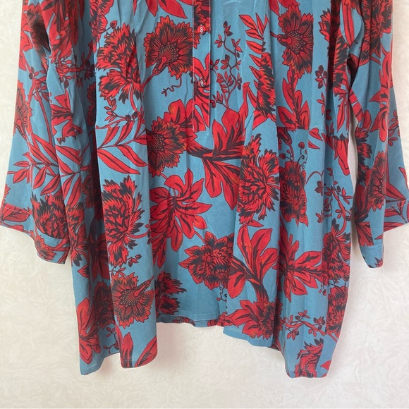 Johnny Was Pete & Greta Silk Floral Print Salon Long Sleeve Blouse Size 2X - Picture 5 of 11